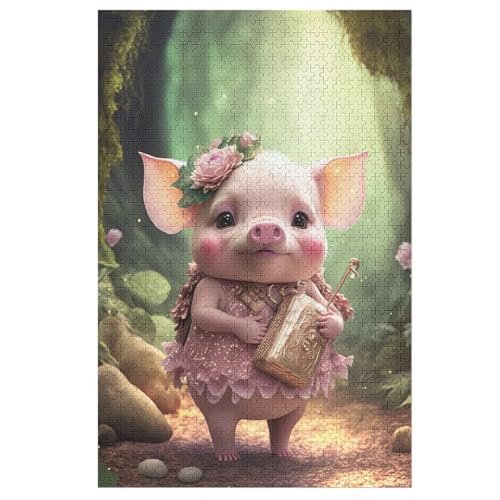 Süßes Schwein -Puzzle, 1000 Teile,Holzpuzzle Für Erwachsene Kinder, Lustiges Spielzeug, Denkspiel, Bildungsspiel, 78×53cm von LHXLHXX