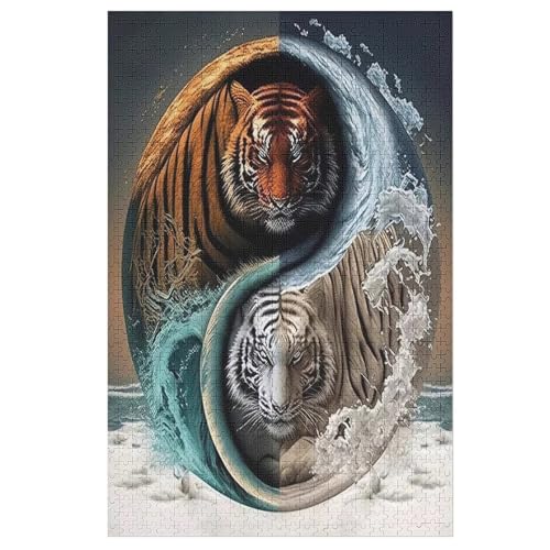 Tiger Holzpuzzle 1000 Teile Klassische Puzzles Erwachsene Kinder Puzzle DIY Kit Holzspielzeug Einzigartiges Geschenk 78×53cm von LHXLHXX