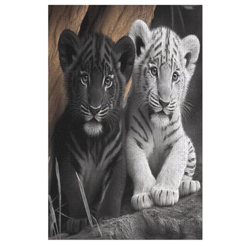 Tiger Holzpuzzle 1000 Teile Klassische Puzzles Erwachsene Kinder Puzzle DIY Kit Holzspielzeug Einzigartiges Geschenk 78×53cm von LHXLHXX
