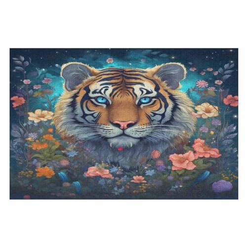 Tiger Holzpuzzle - 1000 Teiliges Jigsaw Knobelspiel - Puzzle Für Erwachsene & Kinder - Outdoor & Reisespielzeug （75×50cm） von LHXLHXX