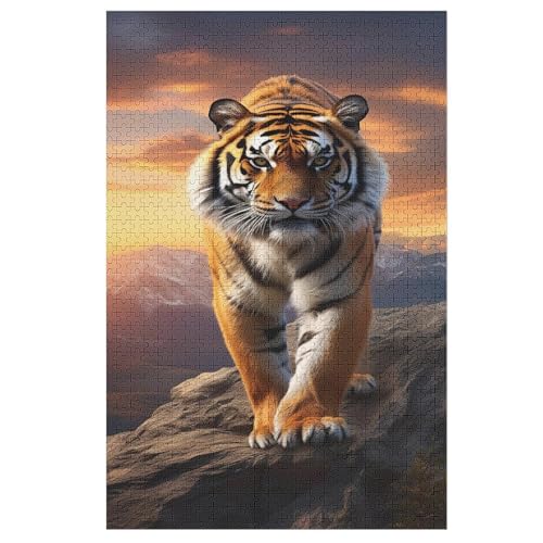 Tiger Holzpuzzle - 1000 Teiliges Jigsaw Knobelspiel - Puzzle Für Erwachsene & Kinder - Outdoor & Reisespielzeug 78×53cm von LHXLHXX