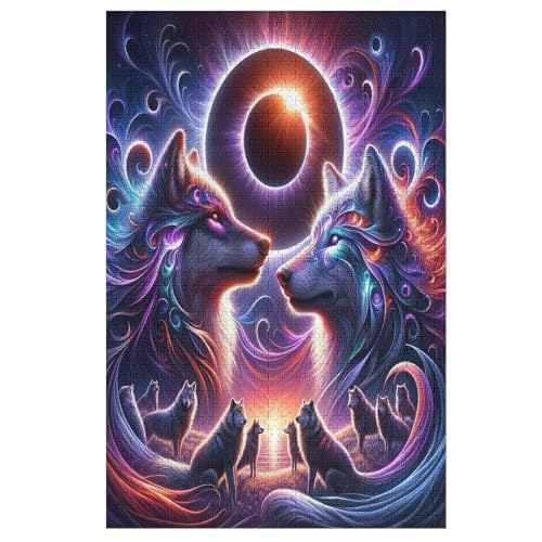 Wolf Holzpuzzle 1000 Teile Klassische Puzzles Erwachsene Kinder Puzzle DIY Kit Holzspielzeug Einzigartiges Geschenk 78×53cm von LHXLHXX