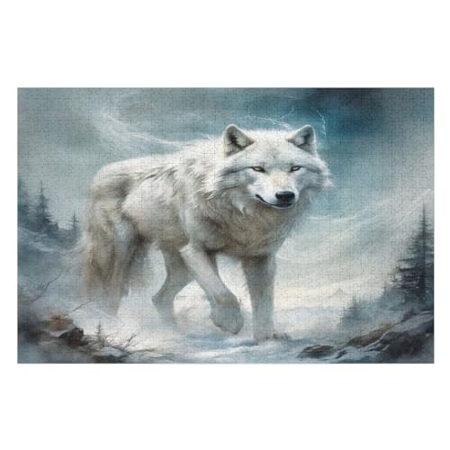 Wolf -Puzzle, 1000 Teile,Holzpuzzle Für Erwachsene Kinder, Lustiges Spielzeug, Denkspiel, Bildungsspiel, （75×50cm） von LHXLHXX