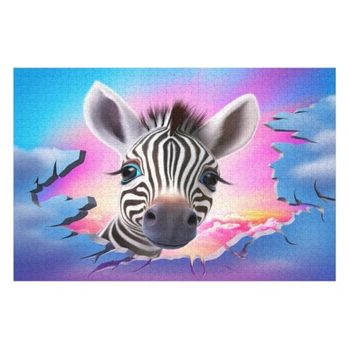 Zebra -Puzzle, 1000 Teile,Holzpuzzle Für Erwachsene Kinder, Lustiges Spielzeug, Denkspiel, Bildungsspiel, （75×50cm） von LHXLHXX