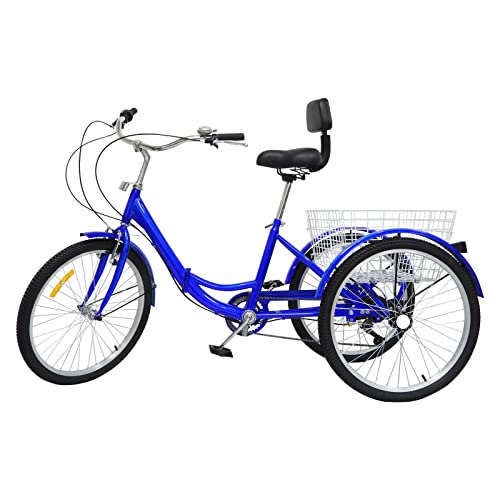 24 Zoll Dreirad Erwachsene, Retro Dreirädriges Klappfahrrad mit Reflektierende Streifen und Schutzbleche, 7-Gang Dreiräder mit Korb, Manuelle Klingel und Rückenlehne, 3-Rad Fahrrad, Belastbarkeit 120 24 Zoll Dreirad Erwachsene, Retro Dreirädriges Klappfahrrad mit Reflektierende Streifen und Schutzbleche, 7-Gang Dreiräder mit Korb, Manuelle Klingel und Rückenlehne, 3-Rad Fahrrad, Belastbarkeit 120 von LIAIZE