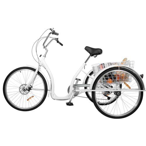 26 Zoll Dreirad Erwachsene, Dreirädriges Klappfahrrad mit Reflektierende Licht und Schutzblech, 6-Gang Dreiräder mit Korb und Rückenlehne, 3-Rad Fahrrad, Belastbarkeit 120kg 1.65-1.85m 26 Zoll Dreirad Erwachsene, Dreirädriges Klappfahrrad mit Reflektierende Licht und Schutzblech, 6-Gang Dreiräder mit Korb und Rückenlehne, 3-Rad Fahrrad, Belastbarkeit 120kg 1.65-1.85m von LIAIZE
