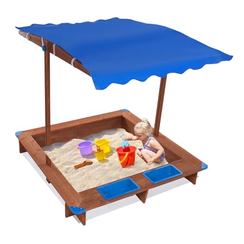 Holz Sandkasten, Kinder Sandbox mit PVC-Bodenmatte, Schwenkbares & Höhenverstellbares Sonnendach, für Hinterhöfe, Gärten, Terrassen, Strände oder Spielplätze im Freien 126X121X118CM Holz Sandkasten, Kinder Sandbox mit PVC-Bodenmatte, Schwenkbares & Höhenverstellbares Sonnendach, für Hinterhöfe, Gärten, Terrassen, Strände oder Spielplätze im Freien 126X121X118CM von LIAIZE