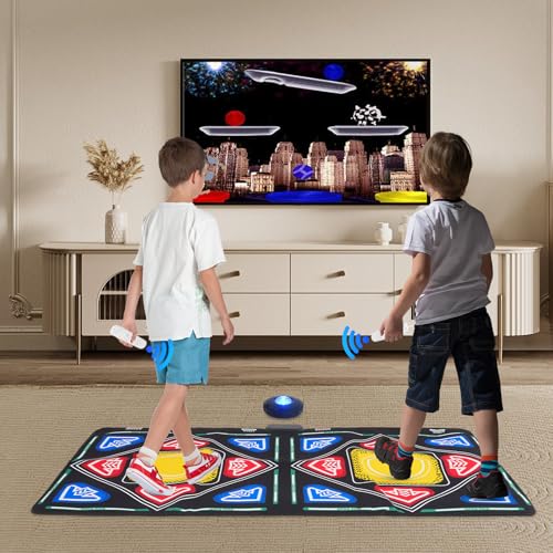 LIAIZE Tanzmatte, Doppeltanzmatten mit 2 Fernbedienungen, 164 * 93 * 1.3cm Doppel-Tanzmatten, 3 Stufen (leicht, normal und schwer), Elektronische Flanell-Tanzmatte von LIAIZE