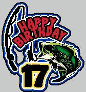 Fishing Cake Topper 17th Birthday Happy Bass Big Fish Decoration Birthday Party for Boys and Girls Fisherman Party Fishing Rod Decoration Supplies (17th) von LIANGSS