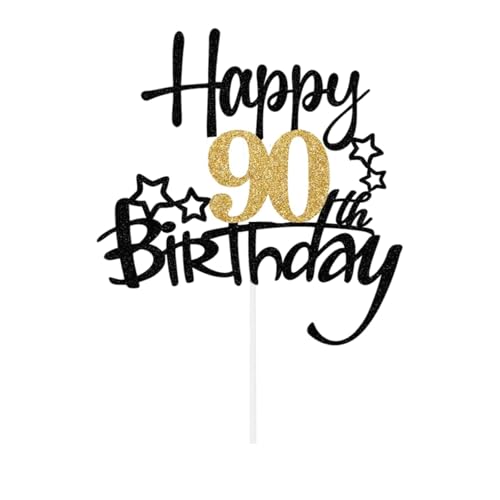 LIANRISES Kuchendekoration 90 Jahre Frau, Cake Topper Geburtstag 90 Jahre Schwarz und Gold LIANRISES Kuchendekoration 90 Jahre Frau, Cake Topper Geburtstag 90 Jahre Schwarz und Gold von LIANRISES