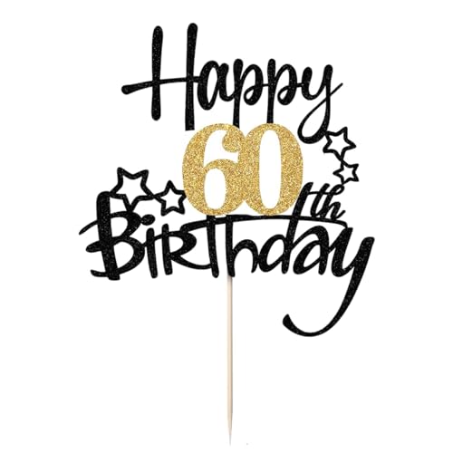 LIANRISES Tortendeko 60. Geburtstag Mann Frau Cake Topper Schwarz und Gold LIANRISES Tortendeko 60. Geburtstag Mann Frau Cake Topper Schwarz und Gold von LIANRISES