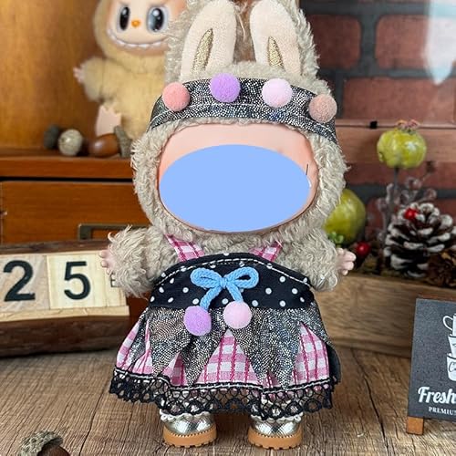 Anwendbar für Labu Clothes 17 cm Kleidungsschmuck-Ersatz-Set, kaufen Sie eines, zufällig verschenken Sie eines, insgesamt 2 Stück, nur Kleidung, keine Schuhe im Lieferumfang enthalten (lila karierter von LIANTRADECOM
