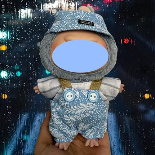 Clothes laabu Clothes Plush Sitting Party One, Two or Three Generations of Replacement Skirt Set, Suitable for 17CM,Only Clothes, not Shoes Included (Blue Sky (Hut + Top + Overalls)) von LIANTRADECOM