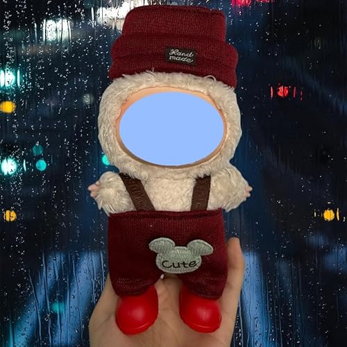 Clothes laabu Clothes Plush Sitting Party One, Two or Three Generations of Replacement Skirt Set, Suitable for 17CM,Only Clothes, not Shoes Included (Burgundy Bear (Jumpsuit + hat)) von LIANTRADECOM