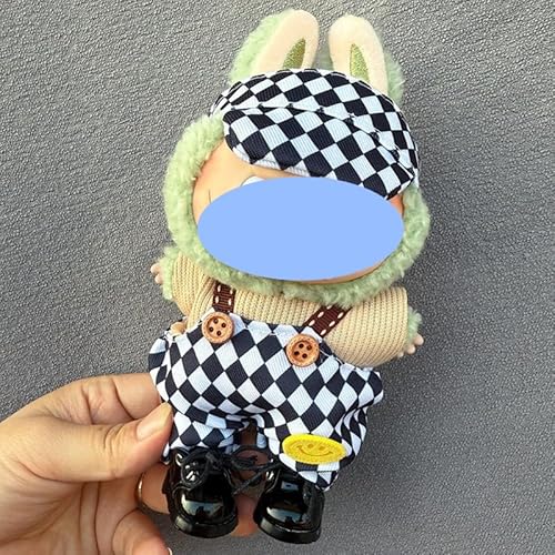 Clothes laabu Clothes Plush Sitting Party One, Two or Three Generations of Replacement Skirt Set, Suitable for 17CM,Only Clothes, not Shoes Included (Cool Tennis Hat + T-Shirt + Overalls)) von LIANTRADECOM