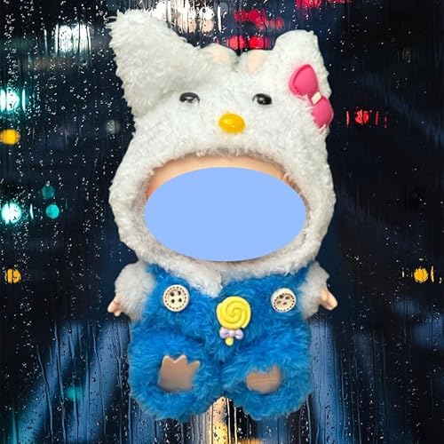 Clothes laabu Clothes Plush Sitting Party One, Two or Three Generations of Replacement Skirt Set, Suitable for 17CM,Only Clothes, not Shoes Included (Fluffy cat (Jumpsuit + hat)) von LIANTRADECOM