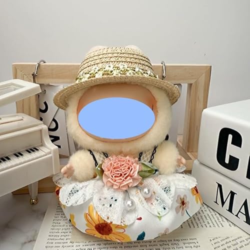 Clothes laabu Clothes Plush Sitting Party One, Two or Three Generations of Replacement Skirt Set, Suitable for 17CM,Only Clothes, not Shoes Included (Lace Straw hat) von LIANTRADECOM