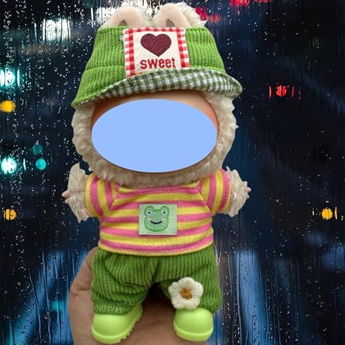 Clothes laabu Clothes Plush Sitting Party One, Two or Three Generations of Replacement Skirt Set, Suitable for 17CM,Only Clothes, not Shoes Included (Lush (Hut + Top + Pants)) von LIANTRADECOM