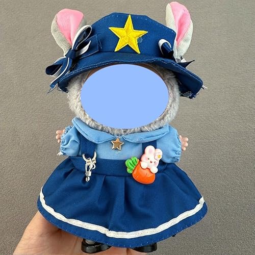 Clothes laabu Clothes Plush Sitting Party One, Two or Three Generations of Replacement Skirt Set, Suitable for 17CM,Only Clothes, not Shoes Included (Officer Rabbit (Hut + Dress)) von LIANTRADECOM
