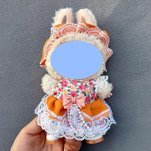 Clothes laabu Clothes Plush Sitting Party One, Two or Three Generations of Replacement Skirt Set, Suitable for 17CM,Only Clothes, not Shoes Included (Orange Lover (Hut + Dress)) von LIANTRADECOM