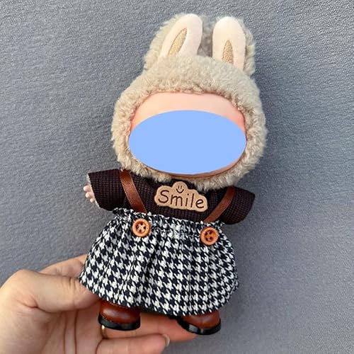 Clothes laabu Clothes Plush Sitting Party One, Two or Three Generations of Replacement Skirt Set, Suitable for 17CM,Only Clothes, not Shoes Included (Vintage Plaid (Top + Strap Skirt)) von LIANTRADECOM