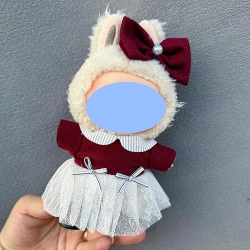 Clothes laabu Clothes Plush Sitting Party One, Two or Three Generations of Replacement Skirt Set, Suitable for 17CM,Only Clothes, not Shoes Included (Wine Velvet Sweet Treasure (Hairpin + Dress)) von LIANTRADECOM