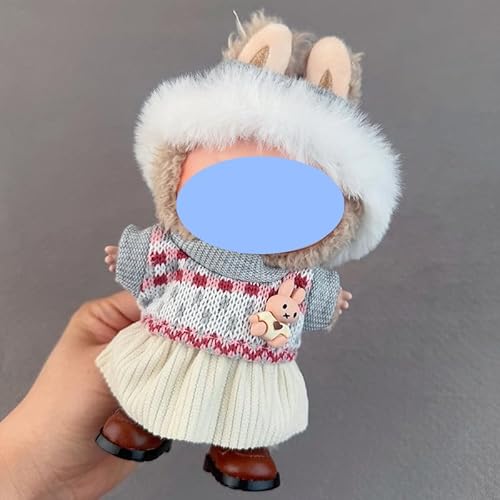 Clothes laabu Clothes Plush Sitting Party One, Two or Three Generations of Replacement Skirt Set, Suitable for 17CM,Only Clothes, not Shoes Included (Wollhase (Hut + Top + Rock)) von LIANTRADECOM