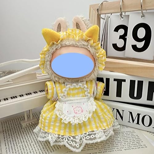 Clothes laabu Clothes Plush Sitting Party One, Two or Three Generations of Replacement Skirt Set, Suitable for 17CM,Only Clothes, not Shoes Included (Yellow Plaid Skirt) von LIANTRADECOM