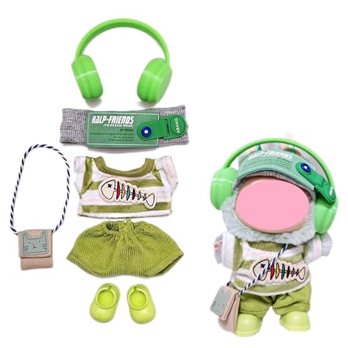 Eine, zwei und drei Generationen Labu Babykleidung, Fischgräten-Set, sechsteiliges Set Labu Babykleidung, 17 cm (Fischgräten-Set vierteiliges Set + Regenstiefel + Kopfhörer [Puppen nicht enthalten]) von LIANTRADECOM