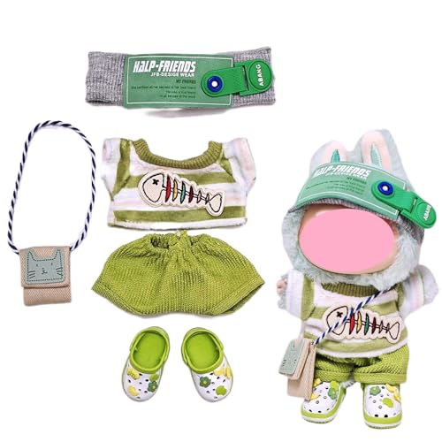 Eine, zwei und drei Generationen Labu-Kleidung, Fischgräten-Set, 6-teiliges Set, 17 cm (Fischgräten-Set, vierteiliges Set + Lochschuhe [ausgenommen Puppen]) von LIANTRADECOM