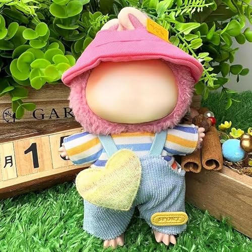 Geeignet für Labu-Kleidung, Hosen, 17 cm Plüschbezug-Set, nur Kleidung, keine Schuhe im Lieferumfang enthalten (Farbbalken Love Blue) von LIANTRADECOM