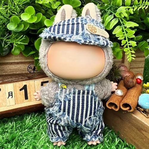 Geeignet für Labu-Kleidung, Hosen, 17 cm Plüschbezug-Set, nur Kleidung, keine Schuhe im Lieferumfang enthalten (Plüsch-Denim) von LIANTRADECOM