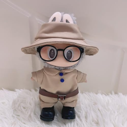 LABU 17 cm langes Schuhset für Kleidung, Hosen, Rock, Hut, Brille, Schuhe (Khaki + Brille + schwarze Loafer) von LIANTRADECOM
