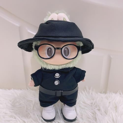 LABU 17 cm langes Schuhset für Kleidung, Hosen, Rock, Hut, Brille, Schuhe (schwarze Kleidung + Brille + weiße Schuhe) von LIANTRADECOM
