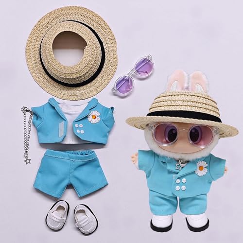Labu Kleidung Hosen Rock Hut Schuhe Brille Kamera Set Universal Fashion Cute 17CM (7-teiliges Set Promi-Kleidung) von LIANTRADECOM