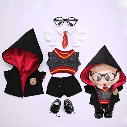 Labu Kleidung Hosen Rock Hut Schuhe Brille Kamera Set Universal Fashion Cute 17CM (Magic Academy 7-teiliges Set [rote Version] von LIANTRADECOM