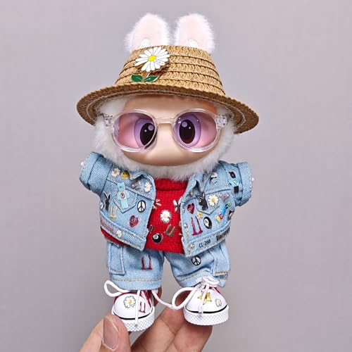 Labu Kleidung Hosen Rock Hut Schuhe Brille Kamera Set Universal Mode Niedlich 17 cm (Mantel + Hose + T + Schuhe + Brille + Strohhut) von LIANTRADECOM
