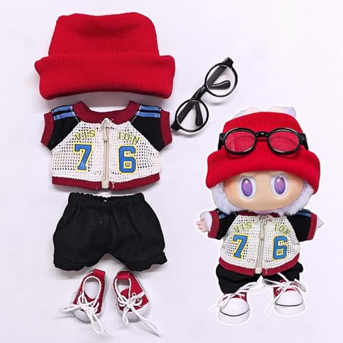 Labu Kleidung Hosen Rock Hut Schuhe Brille Kamera Set Universal Mode Niedlich 17 cm (Rot 5-teiliges Set) von LIANTRADECOM