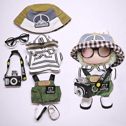 One Two and Three Generations of Labu Clothes, Fish Bone Set, 6-Piece Set, 17cm (Hat overalls camera shoes black glasses) von LIANTRADECOM