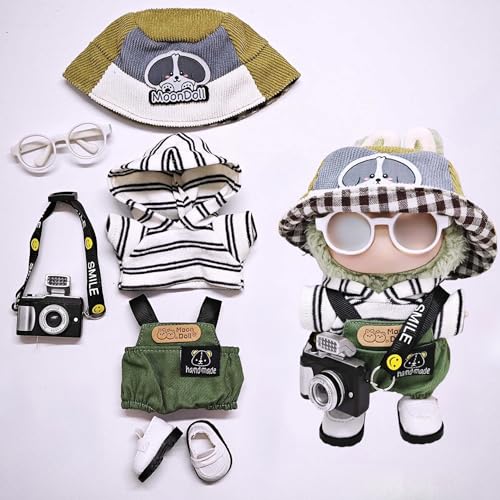 One Two and Three Generations of Labu Clothes, Fish Bone Set, 6-Piece Set, 17cm (Hat overalls camera shoes white glasses) von LIANTRADECOM