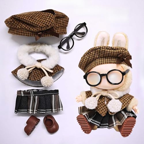 One Two and Three Generations of Labu Clothes, Fish Bone Set, 6-teiliges Set, 17cm (Hut + Augen + Schal + Umhang + Rock + Schuhe) von LIANTRADECOM