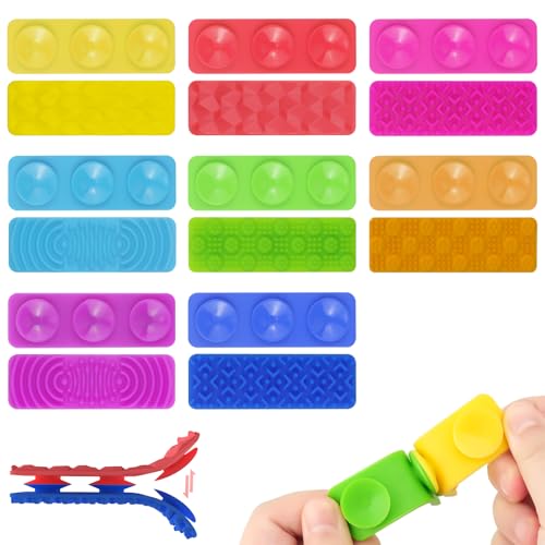 LIAVOP 16 Stück Sensorische Saugstreifen, Montessori Anti-Stressori Spielzeug für Kinder ab 3 Jahren, ADHS und Autismus, sensorisches unterstützendes Spielzeug, Saugnapfspielzeug für Kinder von LIAVOP