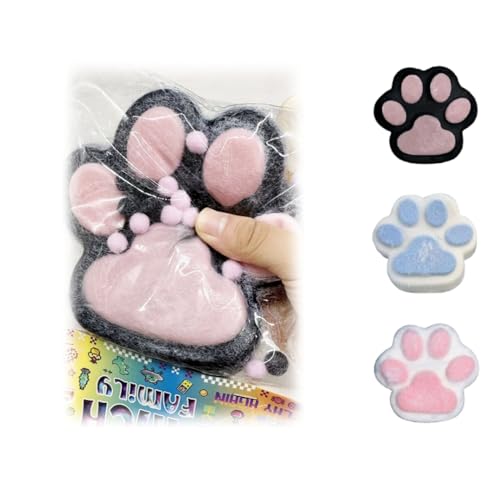 Handmade Taba Squishy Big Cat Paw Silicone Squeeze Toys Giant Paw Squishy Fidget Toys for Stress Relief 5 Inch X-Large Size Cat Paw for Anxiety&Relaxation (Black,One Size) von LIBIQI