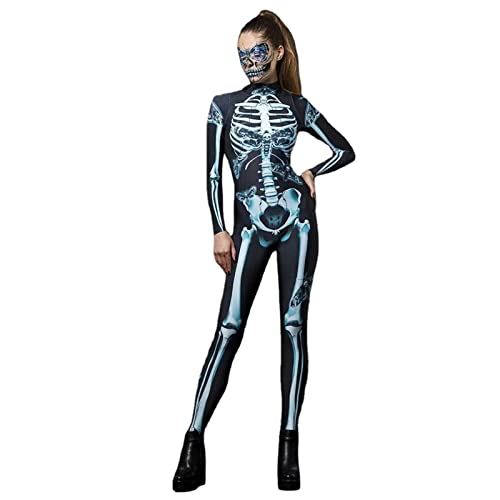 LIBOOI Skelett-Body für Damen, Skelett-Kostüm, Damen-Outfit, Halloween-Kostüm für Damen von LIBOOI
