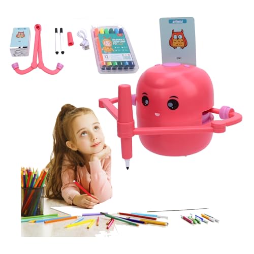 LICAEVEY Roboter Zeichnen für Kinder, Niedliche Interaktive Bildungszeichnung Roboter, Voice Interactive Educational Toy mit 100 Word -Karten 16 Farbstifte für Jungen und Mädchen Im Alter (PINK) von LICAEVEY
