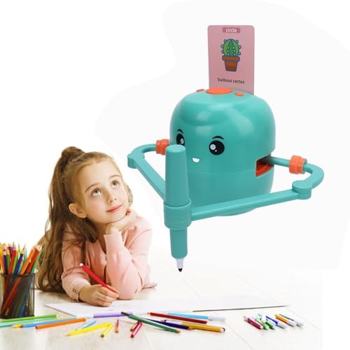 LICAEVEY Roboter Zeichnen für Kinder, Niedliche Interaktive Bildungszeichnung Roboter, Voice Interactive Educational Toy mit 100 Word -Karten 16 Farbstifte für Jungen und Mädchen Im Alter (hellgrün) von LICAEVEY