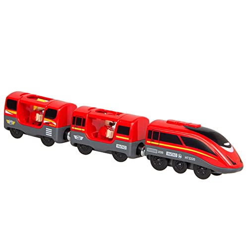Elektrische Eisenbahn, Elektrische Lok Holzeisenbahn Zug Elektrische Hohe Geschwindigkeit Spielzeug Zug für Holzeisenbahn Bahn, Weihnachtszug Zug Fensterdeko Geschenke für Kinder Jungen Mädchen von LICHENGTAI