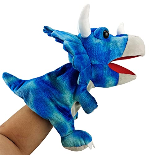 Flauschige Dinosaurier Handpuppe, Dinosaurier Kopf Handpuppe Kinder Plüschtier-Tierpuppen mit beweglichem Mund Handspielpuppe Dinosaurier Kuscheltier Spielzeug für Babys und Kleinkinder, 25CM von LICHENGTAI