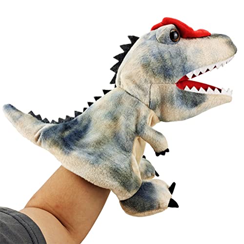 Flauschige Dinosaurier Handpuppe, Dinosaurier Kopf Handpuppe Kinder Plüschtier-Tierpuppen mit beweglichem Mund Handspielpuppe Dinosaurier Kuscheltier Spielzeug für Babys und Kleinkinder, 25CM von LICHENGTAI