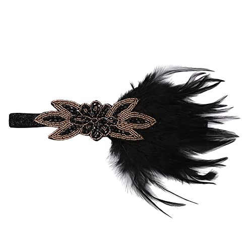 LICHENGTAI 1920s Stirnband Feder Damen Haarband 20er Jahre Haarreif Kopfschmuck Gatsby Kostüm Flapper Federn Haarband Stirnbänder für Theme Party Hochzeit Burlesque Accessoire von LICHENGTAI